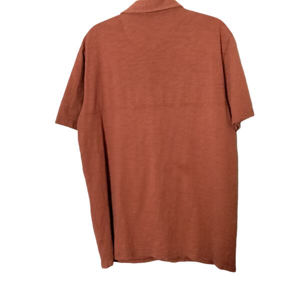 Prana Mens Sz L Keylyn Orange Knit Short Sleeve Button Up Shirt Organic Cotton - Picture 4 of 4